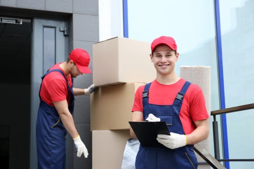 A professional moving team in Elephant and Castle prepping for relocation