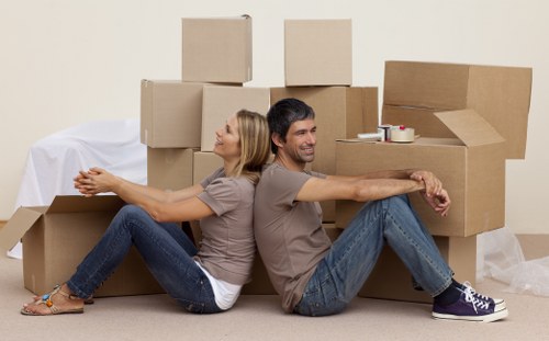 Business team coordinating office move